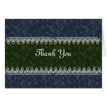 Green & Blue Brocade Thank You Card