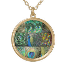 Green Blue Peacock photo collage Custom Jewelry