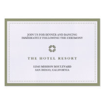 Green border bead wedding reception enclosure card business cards