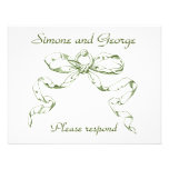 Green Bow Swag RSVP Wedding Response Cards Personalized Invites