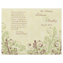 Green & Brown Abstract Floral Wedding Program