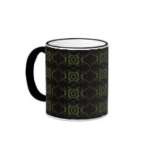 Green, brown and black retro floral pattern. mug