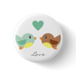 Green & Brown Love Birds Pin Badge