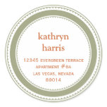 Green brown medallion modern circle address label