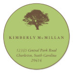 Green brown oak tree circle custom address label