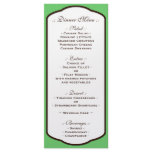 Green Brown & White Wedding Reception Menus rack cards