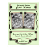 Green Buttons & Brackets Birth Announcement