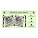 Green Buttons & Brackets Birth Announcement Personalised Photo Card