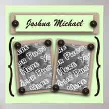 Green Buttons & Brackets Wall Art Posters