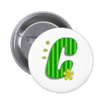 green C monogram Pinback Buttons