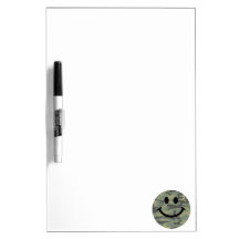 Green Camo Smiley Face Dry-Erase Board