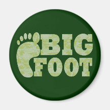 Green camouflage Bigfoot text Refrigerator Magnet