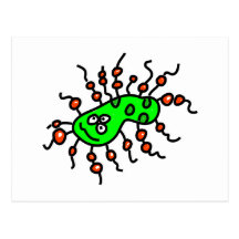 Green Cartoon Germ Postcards