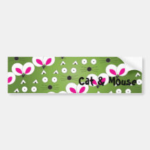 Green Cat & Mouse Bumper Sticker