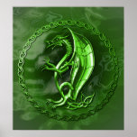 Green Celtic Dragon Print