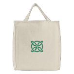 Green Celtic Irish Knotwork Design 3 Pattern embroidered bags