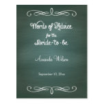 Green Chalkboard Design Bridal Shower Advice Cards Postcard