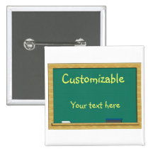 Green Chalkboard Greeting - Customisable Pins