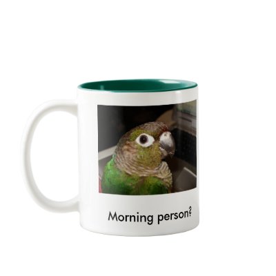 Green Cheek Conure Morning Person Mug by akasya
