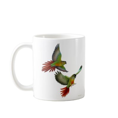 Green Cheek Conures Mug by twopurringcats