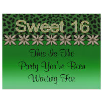 Green Cheetah & Glitter Flowers Flyer Design