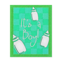 Green Chequerboard It's A Boy! Custom Flyer