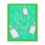 Green Chequerboard It's A Boy! flyers