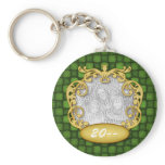 Green Chequered Custom Photo Baby's First Christma keychains