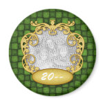 Green Chequered Custom Photo Baby's First Christma magnets