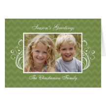 Green Chevron Photo Folded Christmas Card