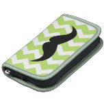 Green chevron zigzag pattern cute chic moustache folio planner