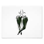 Green chilli pepper two dancing abstract photographic print