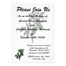 Green chilli peppers on dark green plant personalized invitations