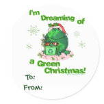 Green Christmas Environment Gift Tag Stickers