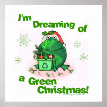 Green Christmas Environmental Frog Posters