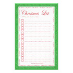 Green Christmas List Custom Stationery