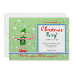 Green Christmas Party Candy Cane Elf invitations