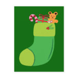 Green Christmas Stocking postcards