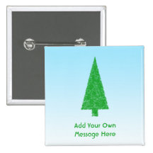 Green Christmas Tree. Blue and White. Custom Text Pins