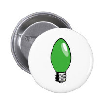 Green Christmas Tree Light Pinback Button