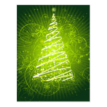 Green Christmas Tree Post Cards