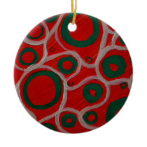Green Circles On Orange Christmas Ornaments