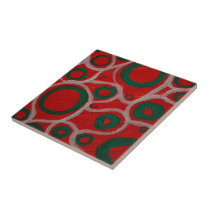 Green Circles On Orange Ceramic Tile