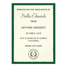 Green Classic Graduation Announcement