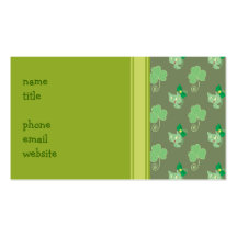 Green Clover Kitty Pattern Business Card Templates