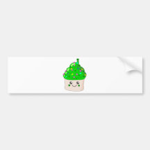 Green Clover St Patricks Day Cute Cupcake Bumper Sticker