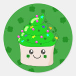 Green Clover St Patricks Day Cute Cupcake Sticker