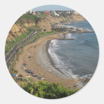 Green Coast beach in Lima-Peru Round Sticker