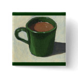 GREEN COFFEE MUG: IMPRESSIONIST PAINTING BUTTONS