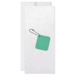 Green coloured tag with chain rack cards